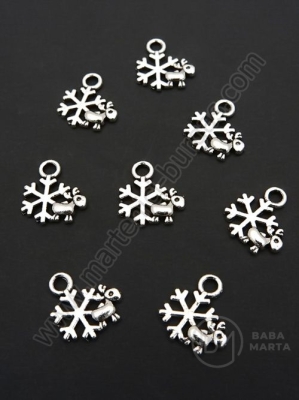 Pandantiv fulg de snow cu cerb 11x10mm argintiu 50 buc 306527
