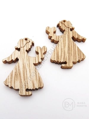 Figurină înger din lemn 32x22x2.5mm gaură 1mm 1 paket 10 pcs 182324