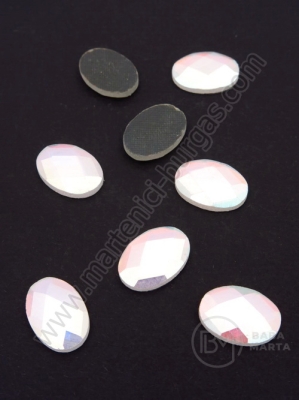 Sticlă ovală 10x14mm efect AB pentru lipici hot 1 paket 20 buc 151409