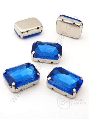 Glass stone (cristal) 13x18mm albastră în coș metalic 1 pachet 2 buc 151525