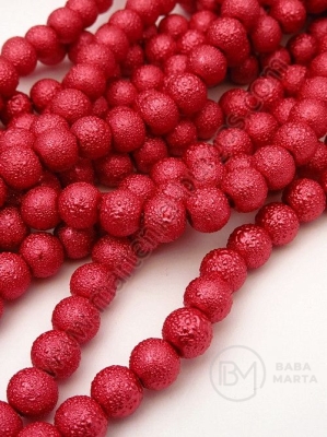Șir de perle 6mm glass red brută ~80cm ~145 pieces 341075