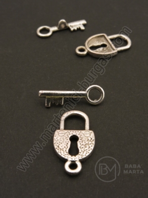 Încuietoare metalică 21x11mm-19x6mm argint 2 bucăți 10k 301485