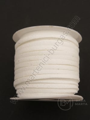 Panglică din piele întoarsă naturală 3x1.5mm albă 5 meters 421055