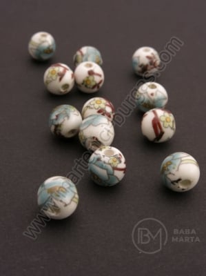 Bilă de porțelan 8mm vopsită gaură 2mm 5 buc 335048