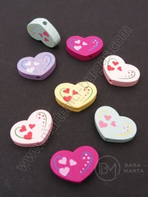 Figurină inimă din lemn 20x14x5mm MIX 1 pack 20 pieces 327111