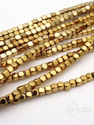 Cub de hematit 4mm, gaură nemagnetică 1mm ~100 buc ~40cm1wt 353054