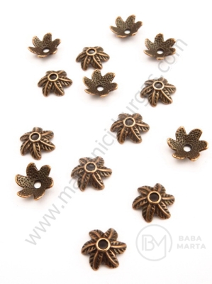 Mărgele florale metallice 11x5mm cuprului color, gaură 2mm, 30 buc. 308925