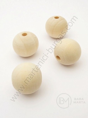 Bilă de lemn 20mm gaură naturală ~4mm 1 pachet 20 buc 321241