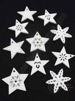 Figurine de Crăciun mix 26,5~30x30~31x2,5mm lemn alb 1 pachet 10 buc 182227