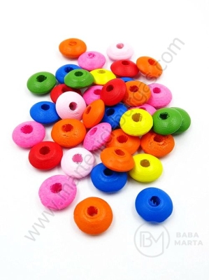 Șaibă din lemn 14x6mm, gaură colorată, 3.5mm, 1 pack, 40g ~110 pcs. 321327