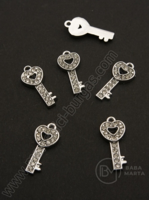 Pandantiv cristal metalic 18.5x8mm culoare argintie 1 buc 309492