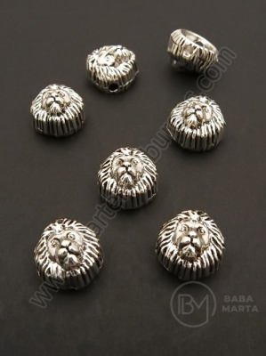 Mărgele metallice leu 12x9x12mm argintiu 1 pachet 5 buc 306484