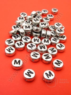 Mărgele 7x4mm lettera M metalică gaură 1mm 1 pachet 100 buc 318612