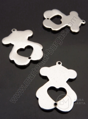 Pandantiv urs din steel 22.5x16x1.5mm 1 paket 2 buc 307213