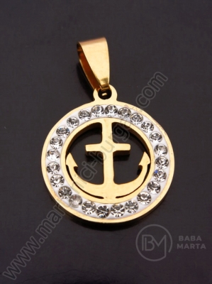 Pandantiv oțel cu cristal 20mm 1 buc 307425