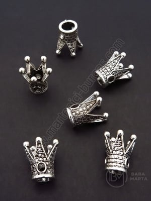 Mărgele coroană 12x13x8mm color argintie 1 pachet 10 buc 306551