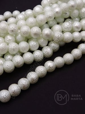 Șir de perle 8mm glass albă brută ~80cm ~105 pieces 341067