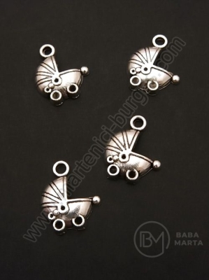 Pandantiv metalic pentru cărucior 16x13mm, color argintie, 1 pachet, 15 buc. 306435