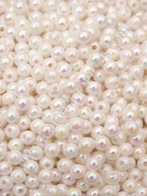 Mărgele albe 4mm efect AB gaură 1mm 1 pachet 40g ~1460 buc 312541