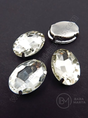 Farfurie de sticlă (cristal) 25x18mm transparentă în cutie metalică 1 pachet 2 buc 151767