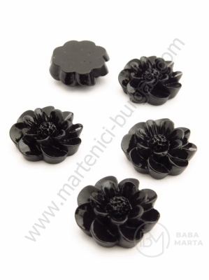 Flori pentru lipit negre 18x7mm tip cabochon 10 bucati 121003