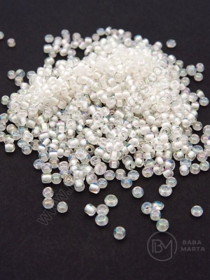 Perlă transparentă din sticlă cu fir alb 2mm 1 pachet 50g 332075