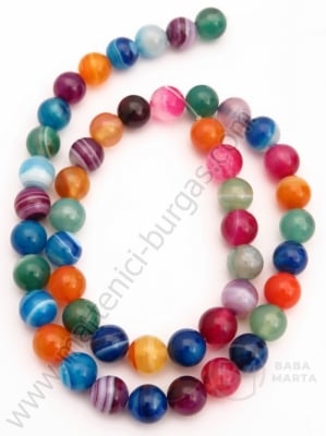 Bilă MIX cu dungi de agat 8mm ~48 pieces 351692