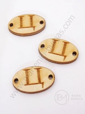 Placă de lemn 25x16x3mm lettera <b>C</b> gaură 2.5mm 1 pachet 10buc 182261