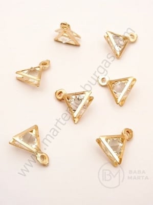 Pandantiv metalic cu cristal 12x10x6mm culoare aurie 1 pachet 10 buc 335447