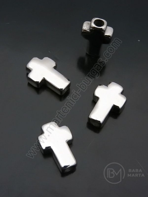 Cruce OȚEL (304) 14x10x4mm color argintie gaură 2.7mm 1 buc 305771