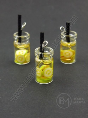 Pandantiv borcan de sticla 18x10mm cu cocktail de fructe 1 pachet 2 bucati 335475