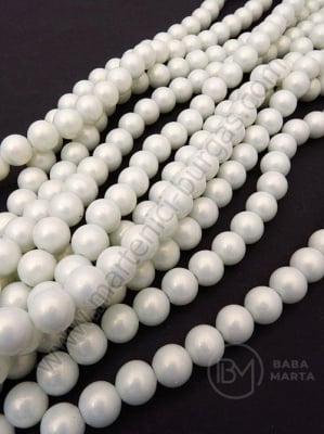 Șir de perle 8mm glass alb mat ~80cm ~105 bucăți 341057