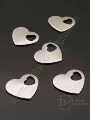 Pandantiv inimă oțel 18x15mm 2 buc 309477