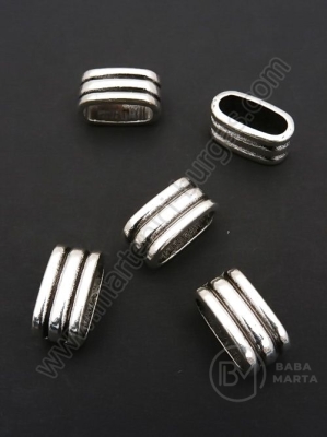 Mărgele metallice 14x7x7mm culoare argintie 1 pachet 10 buc 306536