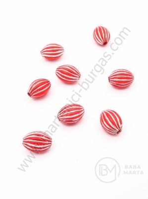 Cilindru rosu 11x8mm brad argintiu 1 pachet 40g ~115 buc 312149