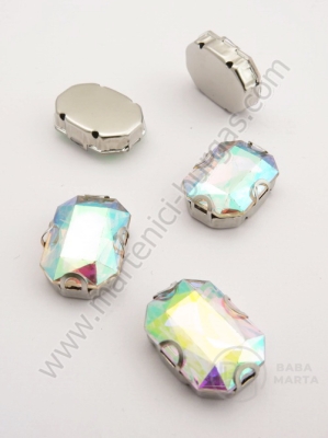 Pietricele acrilice 13x18mm curcubeu în coș metalic alb 4 buc 151120