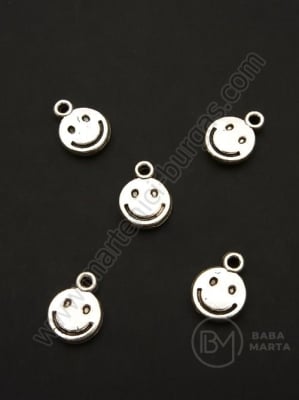 Pandantiv metalic smile 11x8mm culoare argintie 1 pachet 20 buc 306423