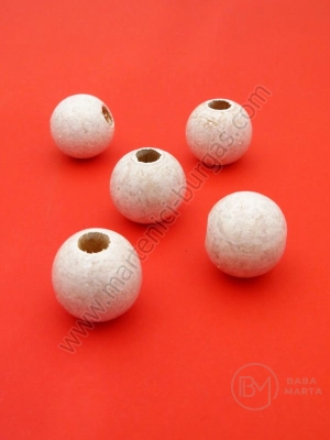 Bilă de lemn albă ~16mm gaură 5mm 1 paquet 40g ~26buc 321299