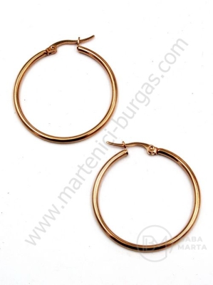 Cercei rotunzi din OȚEL 35x2mm color auriu roz 1 pereche 281396