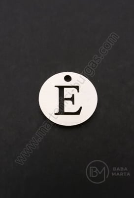 Pandantiv litera E oțel 13x1mm gaură 1.5mm 1 buc 305572