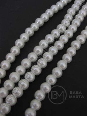 Mărgele de sticlă albă, 8 mm. ~80cm ~110 bucăți 341037