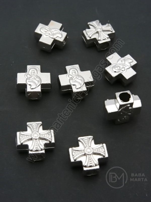Cruce din mărgele metallice 11x6mm color argintie 1 pachet 5 buc 306544