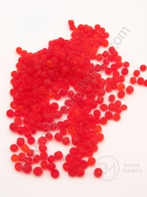 Mărgele de sticlă roșii mate 3mm 50g 333088