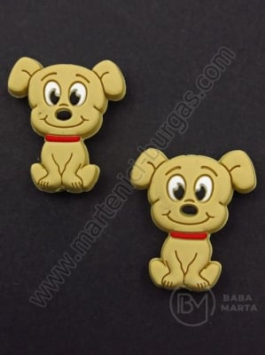 Mărgele silicon dog 28x25x7.5mm bej gaură 2mm 1 buc 317007