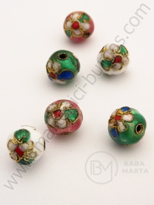 Mărgele metalice 10mm Cloisonne pictate în amestec 5 buc 309256