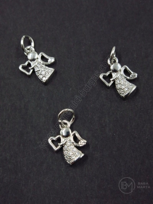 Pendant îngeresc 12x9.5mm alamă cu zirconii forjate 1 bucată 305379
