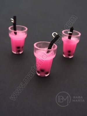 Pandantiv borcan plastic 20x13mm cu cocktail de fructe 1 paquet 2 pieces 335553