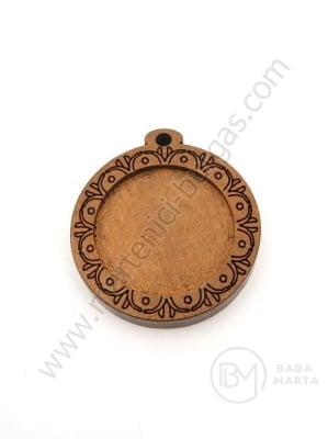 Pandantiv din lemn pentru bijuterii lăcuit 38x35x5mm bază de montare 25mm 1 pachet 3 buc 182117