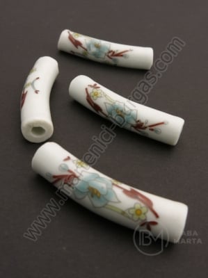 Mărgele de porțelan ~38~40x9mm gaură pictătă 4mm 1 buc 335059
