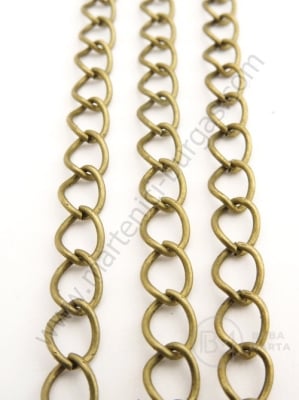 Lanț metalic 7x9x1.5mm culoare bronz antic 1 metru 301251